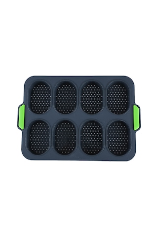 8 Oval Baget Kek Kalıbı Çerçeveli Fransız Dıy Çörek Kalıbı Yapışm Siyah