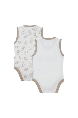 Civil Baby Milk Baskılı 2'li Set 3-18 Ay Çıtçıtlı Badi - Ekru