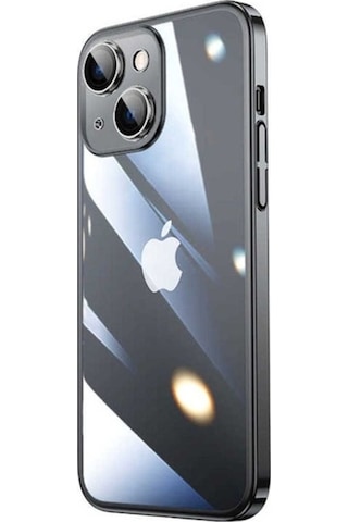Apple Uyumlu iPhone 13 Kılıf Sert Pc Renkli Çerçeveli Zore Riksos Kapak Siyah