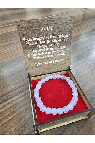 Ay Taşı Bileklik 8 Mm Ahşap Kutulu Çok Renkli
