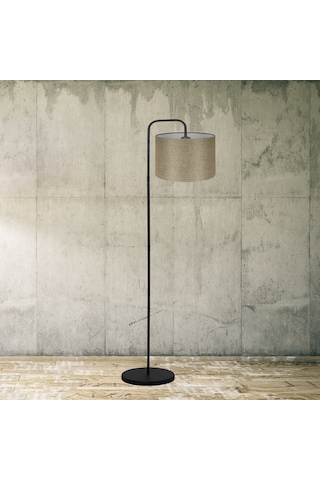 Suitable Metal Gövdeli Bej Kumaş Başlık Çok Amaçlı Lambader Salon Köşe Lambası Bej
