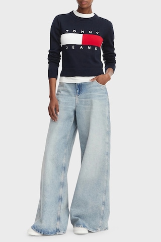 Tommy Jeans Bisiklet Yaka Relaxed Fit Logolu Kazak Kadın Kazak Dw0dw22930 C1g Lacivert