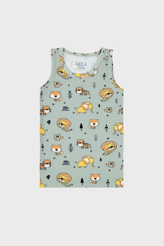 Lela Desenli Streç Pamuklu Bisiklet Yaka Atlet Boxer 2'Li Iç Giyim Erkek Çocuk Takım 6651010 Açık Haki