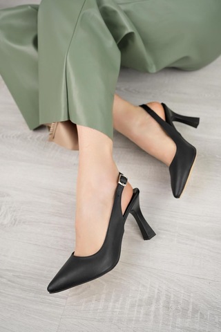Nesilshoes Nesil Shoes Tam 175 Siyah Topuklu Kadın Sandalet