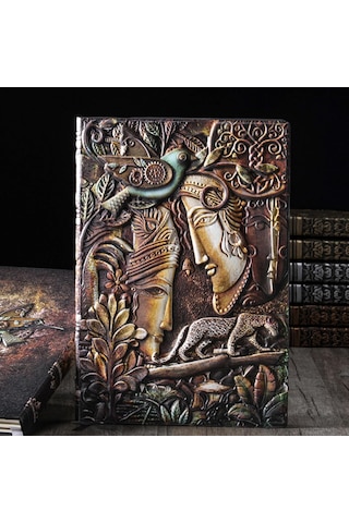 Hediyelik Renkli Deri Defter Uzun Yüz Kabartmalı