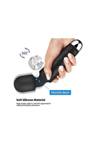 Didadodo Bosphorusboutique Değnek Masaj Aleti, Su Geçirmez El Tipi Elektrikli Masaj Aleti, Siyah Gümüş, Kullanışlı Tasarım Siyah