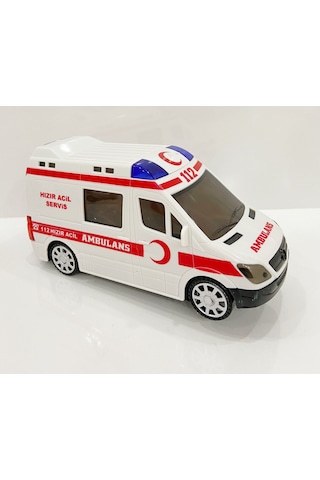 3D Işıklı Sesli Sirenli Pilli Oyuncak Ambulans Araba