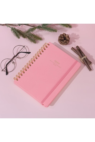 Vj Canvas Sert Kapak Spiralli Defter A5 100gr 160 Sayfa Noktalı Pembe Pembe