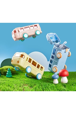 Kt-1139 500ml Taşınabilir Taşınabilir Su Kupası Strap Strap Sevimli Otobüs Şeklindeki Yudum Fincan, Renk: Mavi