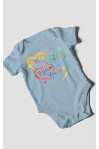 Morivokids Annem Yoldaşım Teyzem Yandaşım Kısa Kollu Bebek Body Bebe Mavisi