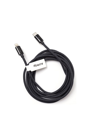 4berry Eco-cl Siyah Usb-c-lightning 2 M Örgülü Kablo 20 W Hızlı Şarj