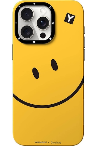 Apple Uyumlu iPhone 14 Pro Max Kılıf Magsafe Özellikli Sunshine Youngkit Daily Happy Serisi Siyahlı Sarı