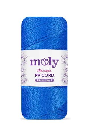 Moly Pp Cord Polyester Makrome No:4 1,4mm 240-çivit Mavi Örgü İpi 200 Gram
