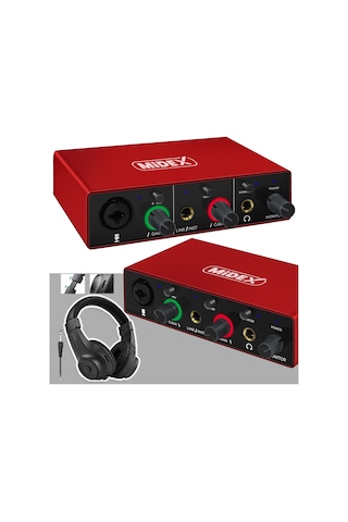 Midex GLX-500 PRO-HD 2 Giriş 2 Çıkış USB Stüdyo Ses Kartı Kulaklı