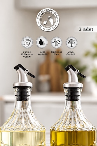 Selen Concept Akıllı Basmalı Yağdanlık Tıpası 2'li Set - Sızdırmaz Damlatmaz Universal Şişe Ağzı Gümüş