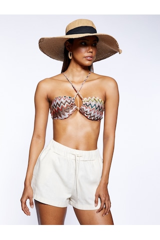 Koton Bikini Üstü Pencere Detaylı Boyundan Bağlamalı Dokulu Multıcolor 3sak90004bk 3SAK90004BKMIX Mavi