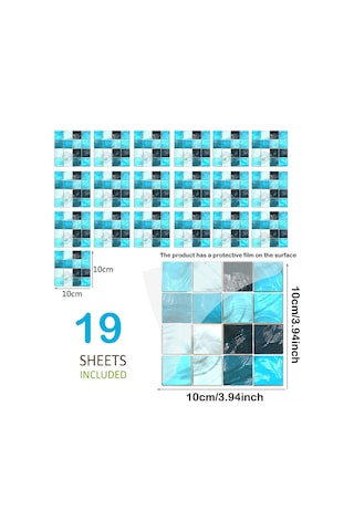 Vkemall 19 Adet/set Suya Ve Yağa Dayanıklı Otomatik Yapışkan Mozaik Duvar Stickerları - Mutfak, Banyo, Duvar Dekoru Renkli Pvc Dıy Yapistirici Mosaik