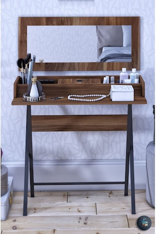 Stilvoll Aynalı Makyaj Masası Koyu Ceviz