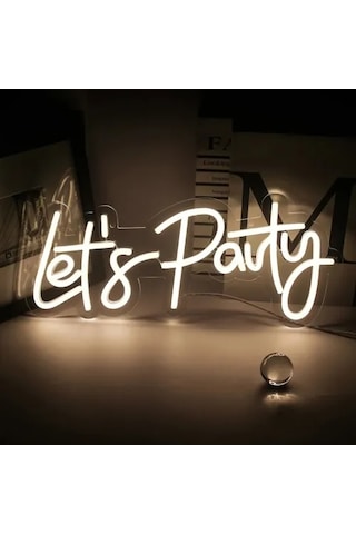 Let's Party Neon Led Tabela Beyaz