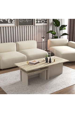 Novi Orta Sehpa , Servis , Zigon Sehpa Traverten Mermer Desen...