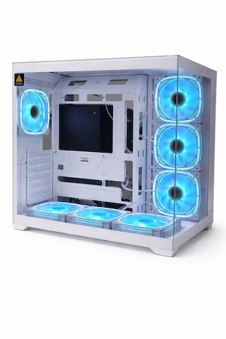 Zeiron 7x12 Fan Rgb Kumandalı Beyaz Akvaryum Gaming Kasa Powersiz
