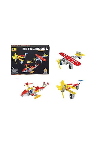 3 In 1 Metal Yapı İnşaat Seti - 148 Parça Eğitici Sök Tak Uçak Ve Helikopter Maket Oyuncak