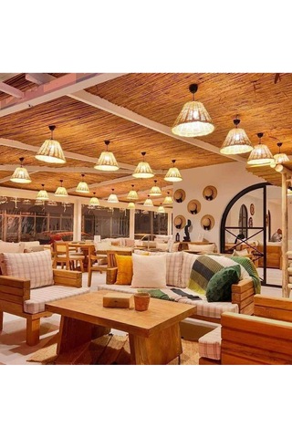 Hasır Doğal Saçaklı 40 Cm Çap Dekoratif Avize Sarı