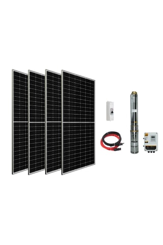 110 V Volt 1.6 Hp 1.3 Kw 1300 W Watt Dc Kademeli Dalgıç Solar Pompa 2200 Watt Güneş Paneli Solar Sulama Paket Sistem