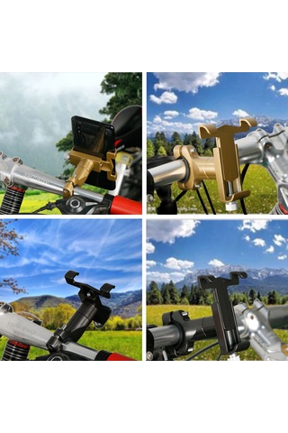 Fosenze Alüminyum Bisiklet Motor Geriği Telefon Tutucu - 55-100mm Telefonlar İçin Sağlıklı Sürüş - Titanyum Rengi