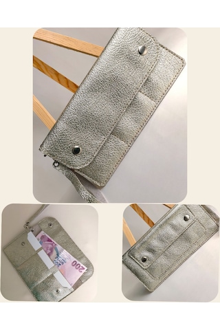 Luna Luster Hakiki Deri Gold Portföy Uzun Kadın Cüzdan Kart & Telefon & Pasaportluk Bölmeli Drc31