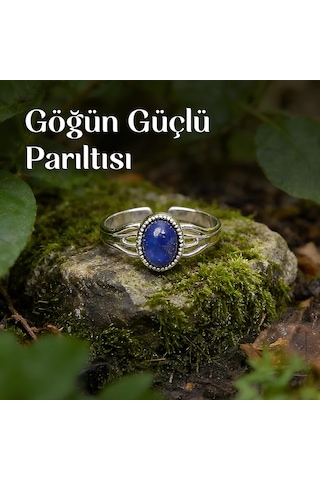 Lapis Lazuli Taşı Çelik Yüzük - Kararmaz Renkli