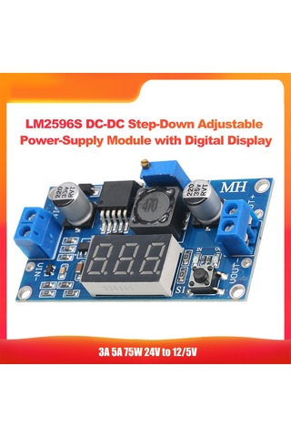 Samdoo Lm2596s Dc-dc Adım Aşağı Voltaj Dönüştürücü Modülü, 24v'den 12/5v, Dijital Gösterge, 3a 5a 75w