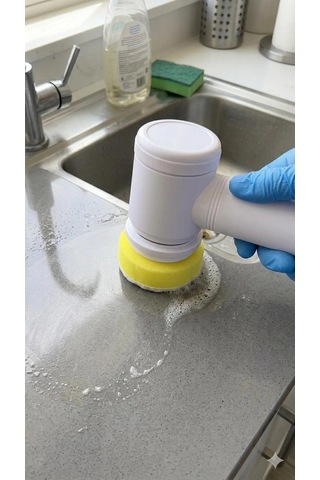 Magic Brush 5 İn 1 Kablosuz Şarjlı Temizlik Fırçası Çok Amaçlı Döner Başlıklı Elektrikli Banyo, Mu