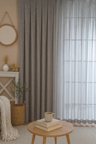 Modern Doğal Kumlama Efektli Kalın Tül Perde Salon Oturma Odası Yatak Odası Antre Gri