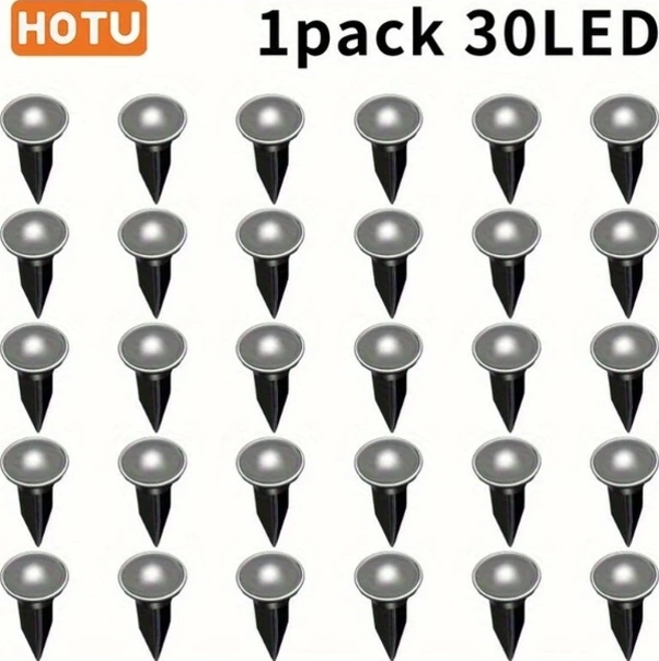 Trendooze Sunshine022 Güneş Enerjili Bahçe Yol Lambası 30 Led 25 6ft Sıcak Işık 30lu Çim Aydınlatma Sıcak Işık