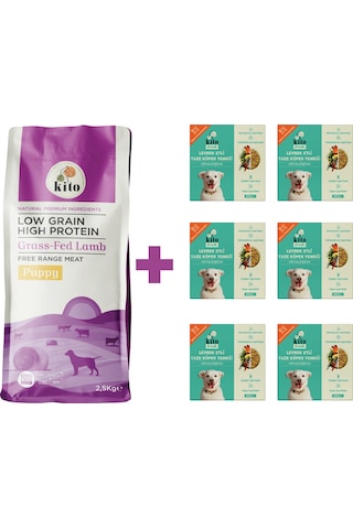 Kito Kuzu Etli Yavru Köpek Maması 2500 G + Kito Fresh Levrek Etli Köpek Yemeği 6'lı