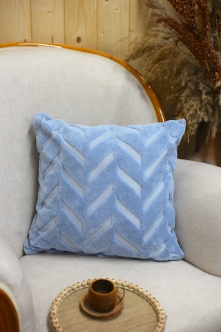 Chevron Welsoft Jakarlı Dekoratif Kırlent Kılıfı 43x43 Cm - Ztchevron Mavi