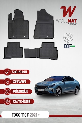 Togg Sedan T10f 2025 Ve Sonrası Uyumlu Araca Özel 3d Havuzlu Oto Paspas Seti