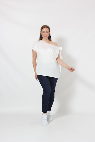 Moda Berray 3250b Ekru Tek Omuz Bağlama Detaylı Bluz 001
