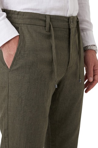 Rizzup Erkek Slim Fit Kırçıllı Haki Kumaş Pantolon İpli Esnek Bel Likralı Spor Şık Pantolon 2700252