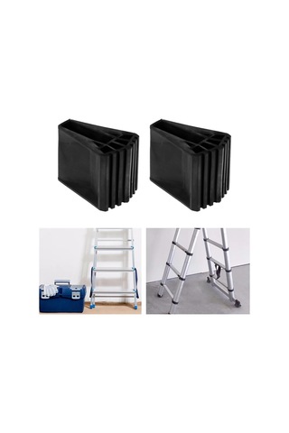 Homyl 2x Merdiven Ayak Örtüsü Kaymaz Teleskopik Siyah
