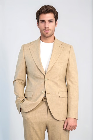 Kum Beji Slim Fit İki Düğmeli Keten Görünümlü Erkek Takım Elbise - Wessi Taba Kum Beji Slim Fit İki Düğmeli Keten Görünümlü Erkek Takım Elbise - Wessi Taba