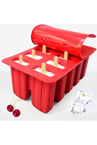 Ximistore9 Yüksek Kaliteli Silikon Dondurma Kalıbı 10'lu - Taze Dondurma, Buz Çubuğu Hazırlama Aleti + Konik Huni Çok Renkli