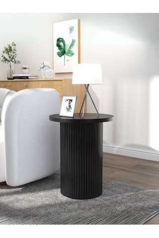 Leonora Bohem Ahşap Yan Sehpa Siyah