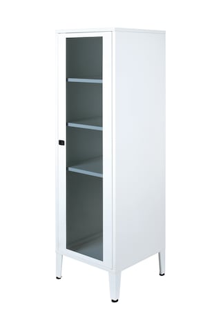 Alfahome Ziglat Serisi Cam Kapaklı Kilitli Metal Home Office Dolabı Beyaz Ral 9003 450x1390x450 Mm