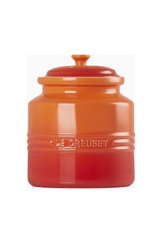 Le Creuset Lüks Tasarım Kapaklı Büyük Seramik Kurabiye Kutusu Saklama Kapları Turuncu
