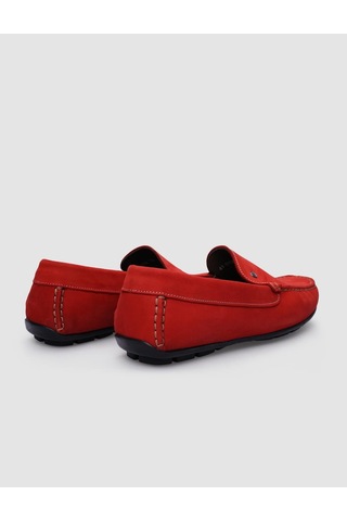 Cabani %100 Hakiki Deri Kırmızı Nubuk Erkek Loafer-kırmızı Kırmızı