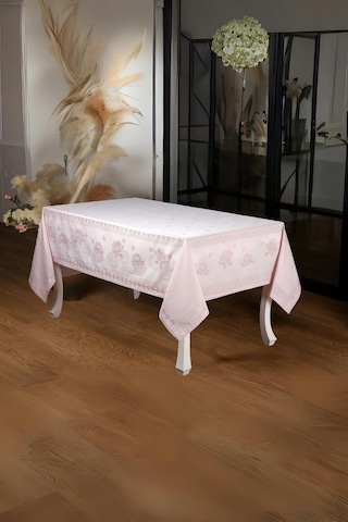 Nilüfer Lüx Jakar Kumaş Pudra Masa Örtüsü Dikdörtgen 160x320 Cm - 1092 Çok Renkli