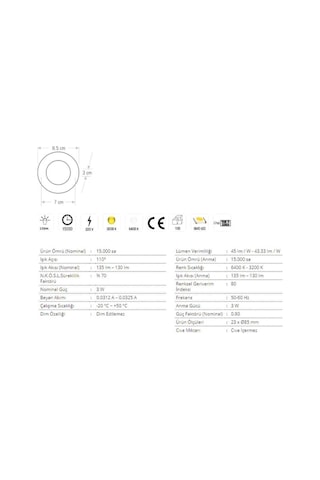 Cata 3w Sıva Altı Led Panel Spot Ct-5144 - Gün Işığı - Alüminyum Beyaz