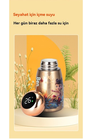 Jian Fan Nezha Termos Fincan Gri Altın